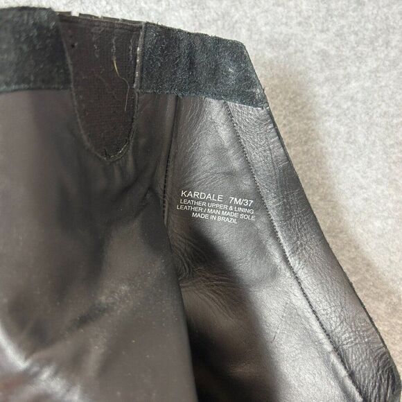 VC Vince Camuto Size 7 Black Suede Kardale Boots Gold Wrap Zipper Heeled Booties - Picture 11 of 12